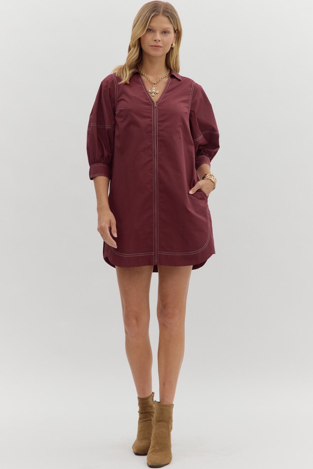 Brooklyn Dress - Burgandy