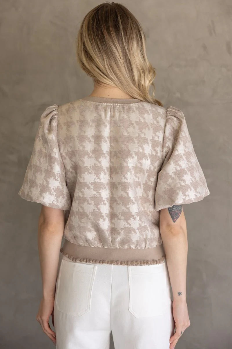 Mesa Houndstooth Top - Taupe
