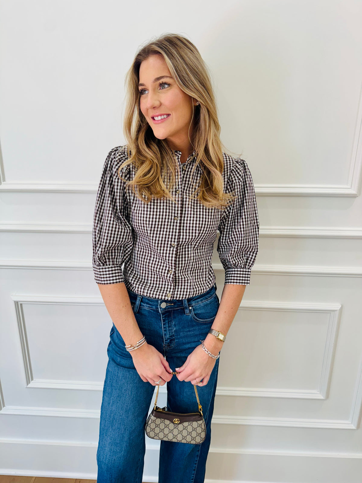 Gingham Top - Brown
