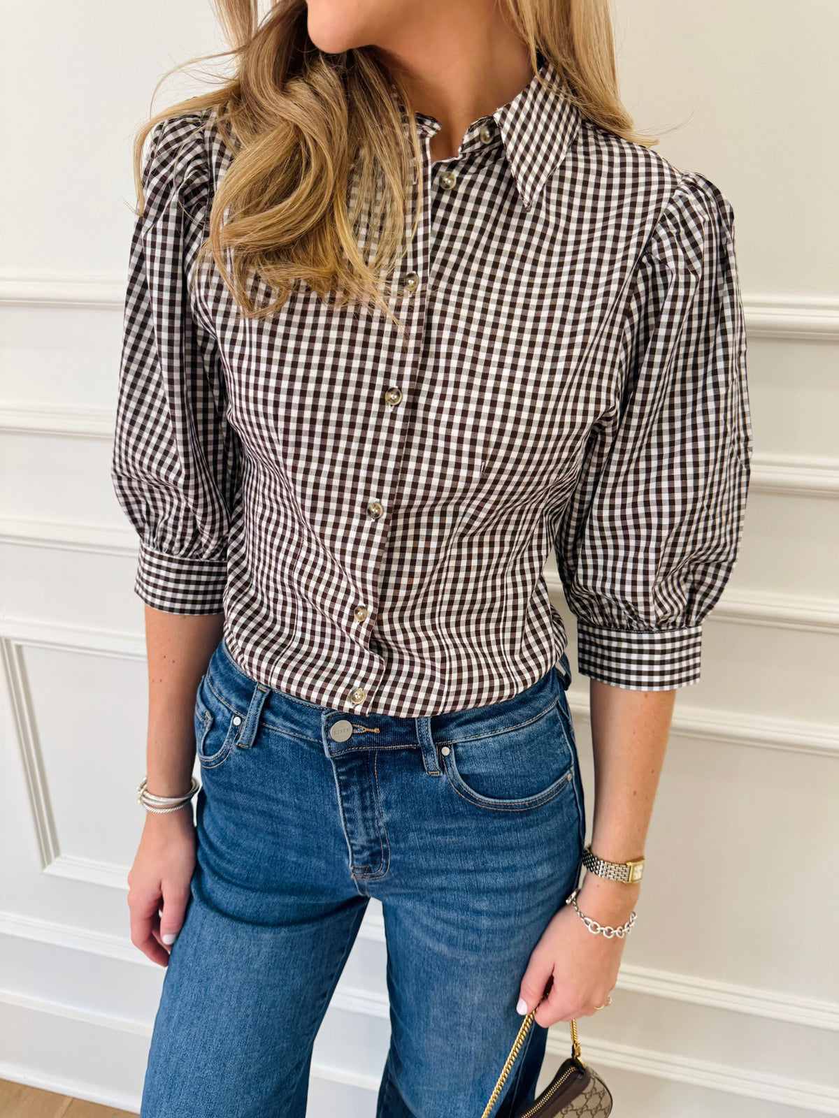 Gingham Top - Brown